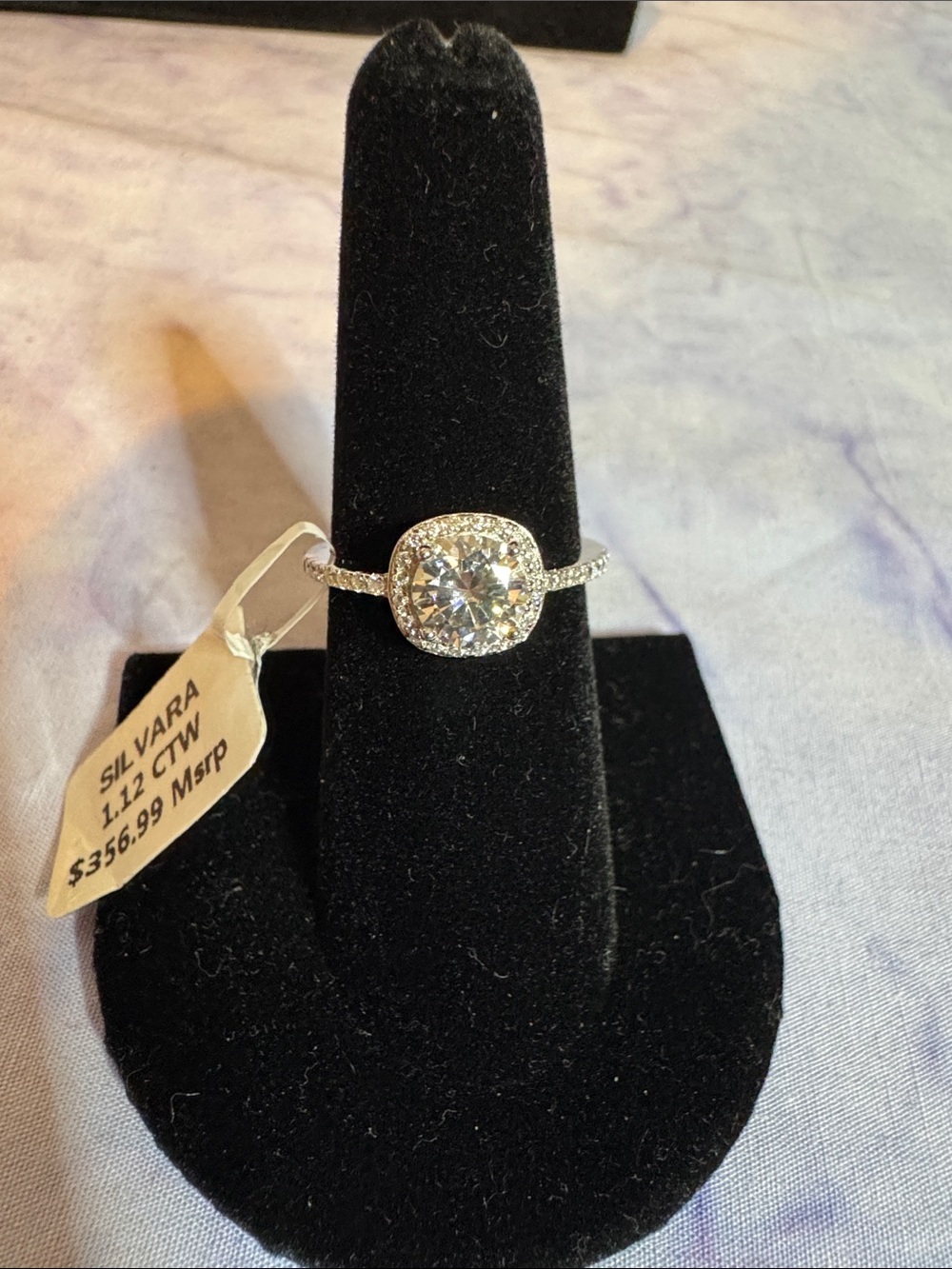 925 Silver Halo Ring with 1.12 CTW Moissanite Stone